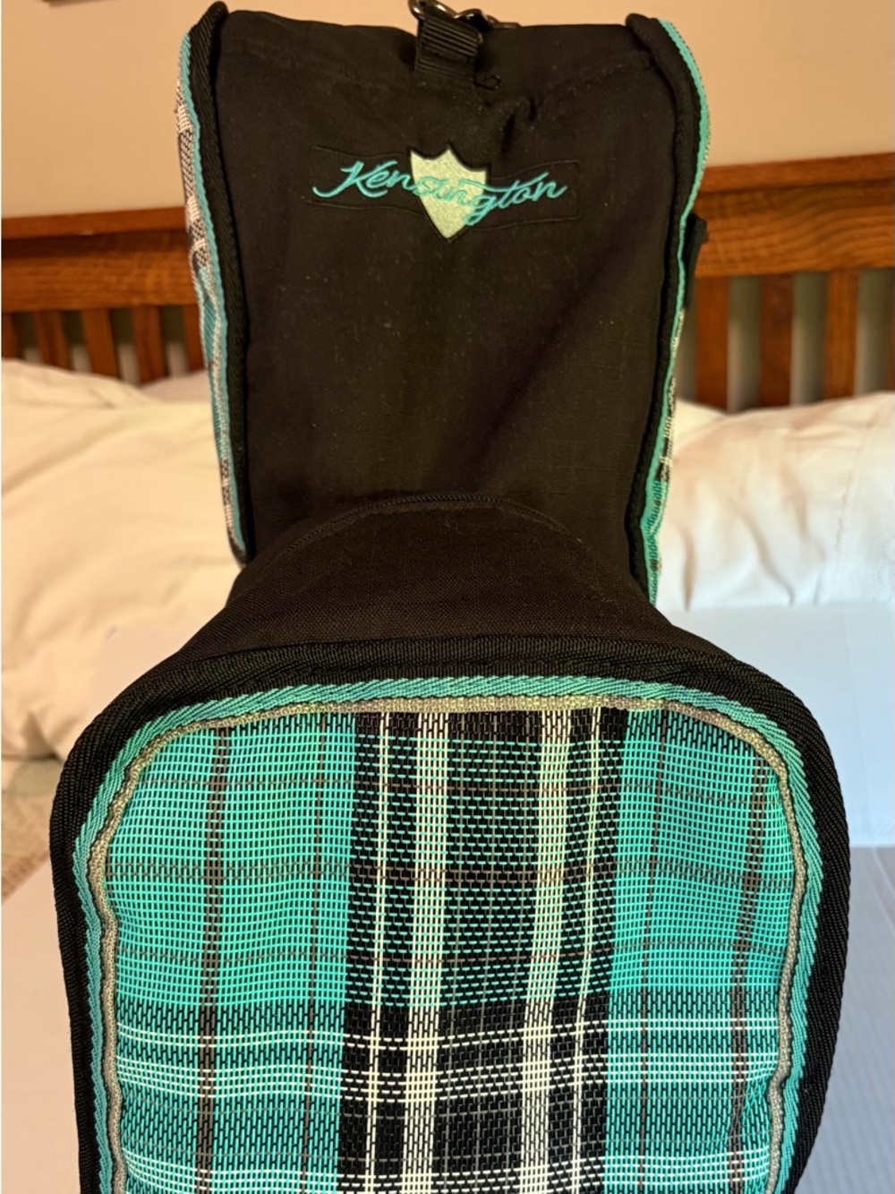 NWOT Kensington English Boot Carry All - Atlantis Teal Plaid